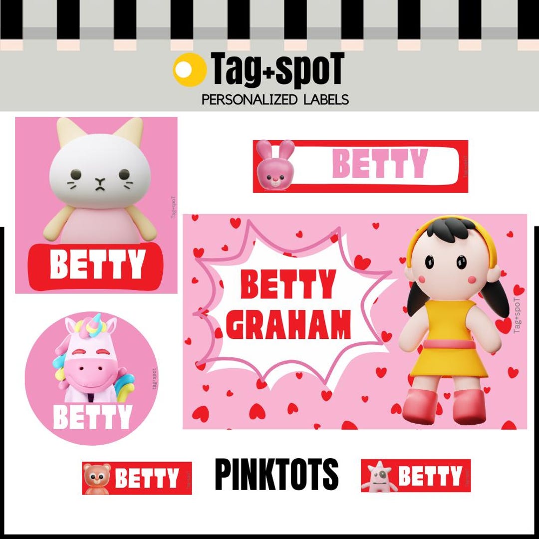 Personalized School Supply Labels: Pink Design (digital Download, 160 ...