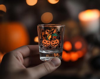 Halloween Pumpkin Cherries Shot Glass: Spooky Season Party Favor