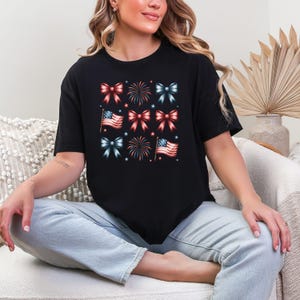 Coquette 4th of July Shirt: American Flag Bow Tee