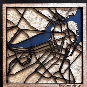 Carte en bois 3D personnalisée découpée au laser | N'importe quelle ville | Art personnalisé de carte de rue en couches | Décoration d'intérieur et cadeau uniques