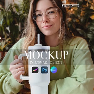 40 oz Tumbler Mockup, Blank 40 oz Tumbler Mock Up,  Tumbler with handle, Printify 40 oz Insulated Tumbler Mockup