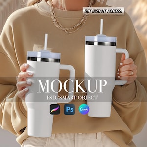 40 oz Tumbler Mockup: Boho Lifestyle Scene (PSD, PNG, JPG)