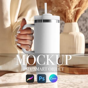 40 oz Tumbler Mockup, Blank 40 oz Tumbler Mock Up,  Tumbler with handle, Printify 40 oz Insulated Tumbler Mockup