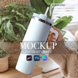 40 oz Tumbler Mockup, Blank 40 oz Tumbler Mock Up,  Tumbler with handle, Printify 40 oz Insulated Tumbler Mockup