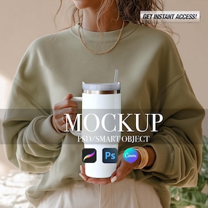 40 oz Tumbler Mockup, Blank 40 oz Tumbler Mock Up, POD Tumbler with handle Mockup, Tumbler Template