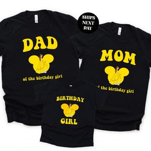 Princess Yellow Belle Birthday Shirt, Family Matching Gift for Daughter Girl Kid Toddler Themed Party Tee Minimal For Her Pastel Sweatshirt
