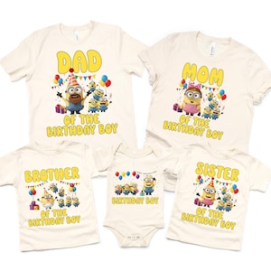 Family Matching Birthday Party Shirt, Funny Minions Character Shirt, Family Birthday Shirt, Minions Lover Shirt, Kids Birthday Party Shirt