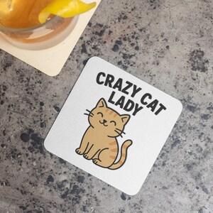 Crazy Cat Lady Coaster: Funny & Cute Ceramic Decor for Cat Lovers