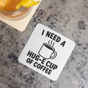 Funny Coffee Lover Coaster  Cute Ceramic Mug Mat Gift for Home Barista, Housewarming or Kitchen Decor