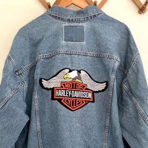 Vintage Levis Denim Trucker Jacket with Harley Davidson Patch