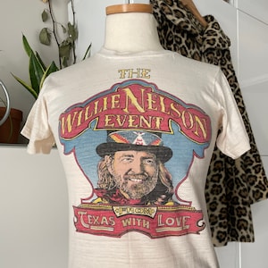 Vintage Willie Nelson From Texas With Love TShirt Tour Shirt  Single Stitch Thin Heathered Texture Small