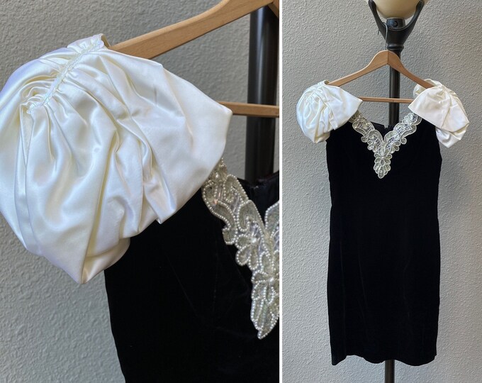 80's Black Velvet Dress by Zum Zum main image 1