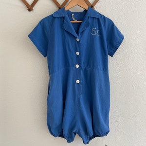 1940s Vintage ADMIRAL Womens Gym Romper  Blue Gym Suit  Play Suit