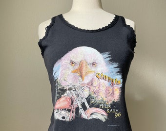 Rare 1989 Vintage Harley Davidson Tank Top Crop Top Butterflies