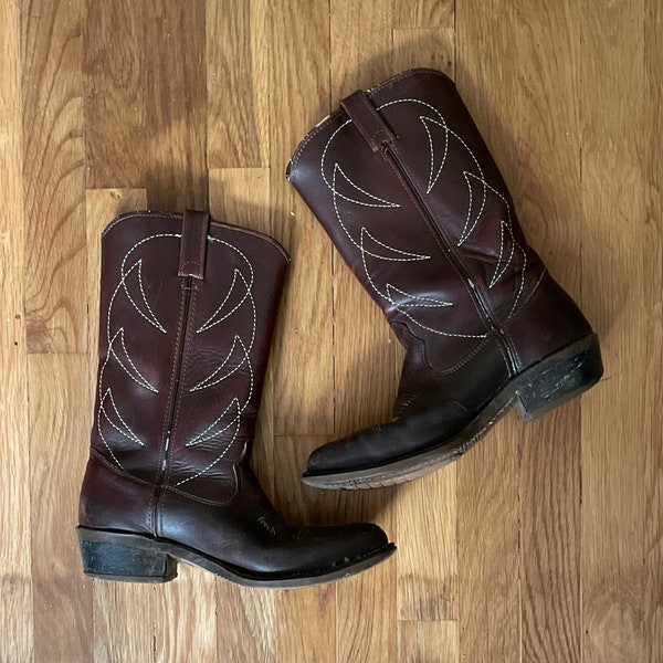 1990s Vintage Chocolate Brown Cowboy Boots / Work Boots / Sierra / Oil and Chemical Resistant / Mens Size 10