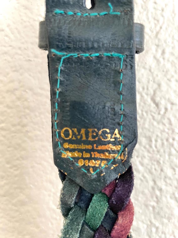 Vintage Woven Leather Belt Omega Luxury Goods Green Blue  display picture 1