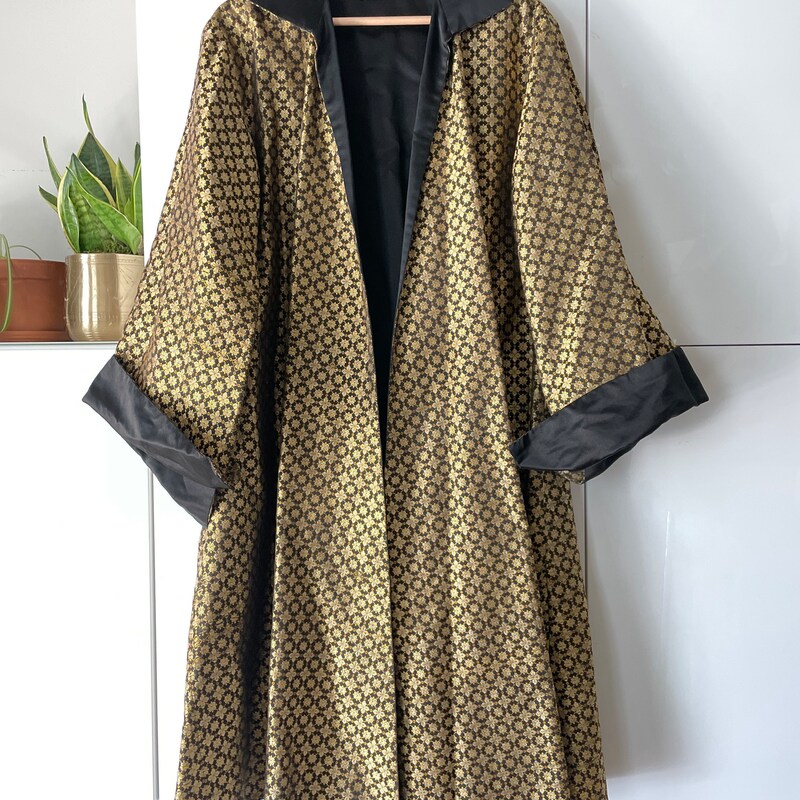 Black Brocade Hi Lo Coat main image 1