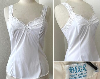 1960s Vintage OLGA White Nylon Camisole Top