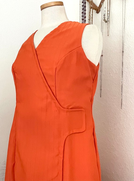 70s Vintage Mod Orange Maxidress / Handmade / Pum… - image 3