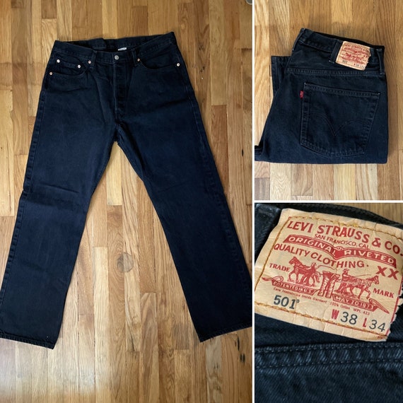 1990s Vintage Levi's 501 Black Denim Jeans W38 L34 - Etsy