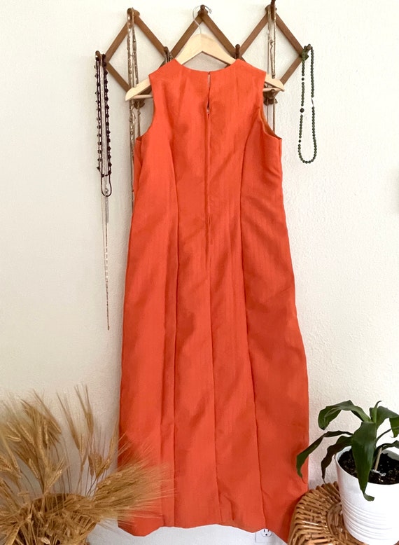 70s Vintage Mod Orange Maxidress / Handmade / Pum… - image 8