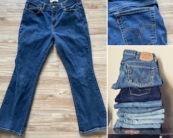 1990s Vintage Levi’s 515 Denim Blue Jeans  Size 12S  Boot Cut  Dark Wash  Like New
