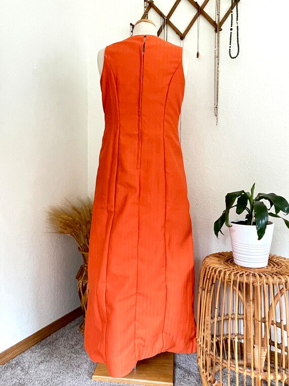 70s Vintage Mod Orange Maxidress / Handmade / Pum… - image 6