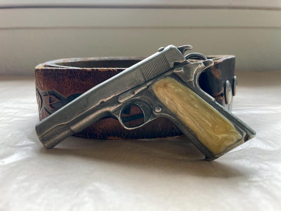 Vintage Gun Belt Buckle 1970s Bergamot Brassworks