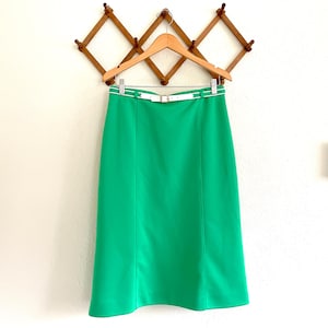 Vintage Green Polyester A-Line Skirt Koret of California High Waist 32 Inches