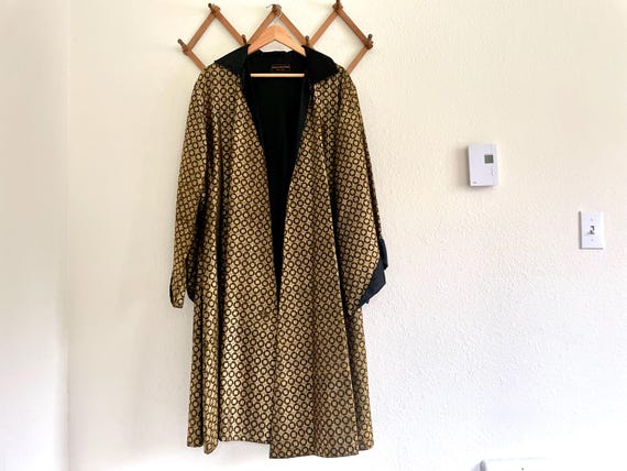 Vintage Helene Pons Silk Brocade Opera Coat: Blac… - image 6
