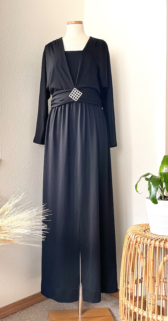 Vintage HENRY LEE Black Polyester Long Sleeve Eve… - image 2