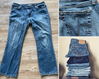 1990s Vintage Levi’s 545 Denim Blue Jeans / Size 12M / Boot Cut / Broken-In Soft / Slight Distress