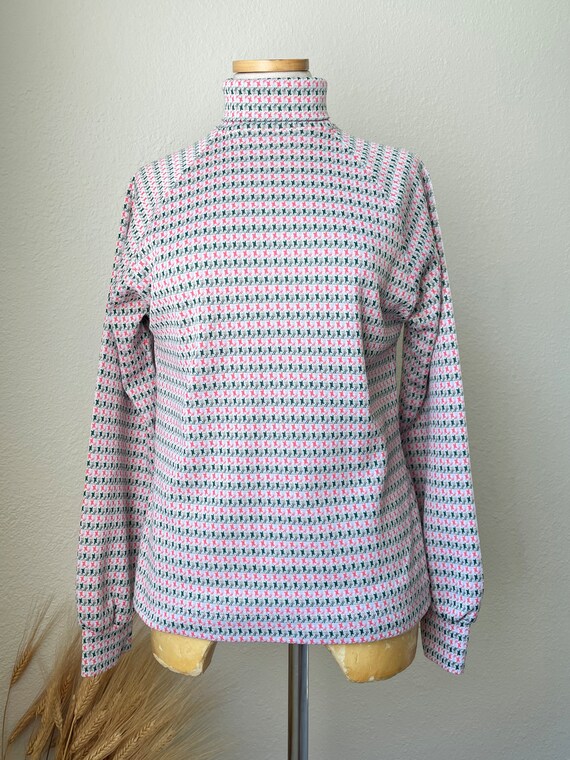 1970s Vintage Pink and Green Polyester Turtleneck… - image 6