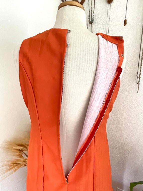 70s Vintage Mod Orange Maxidress / Handmade / Pum… - image 5