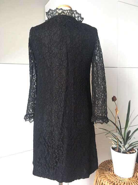 1960s RONNIE FASHIONS Black Lace Wrap Dress / Siz… - image 7