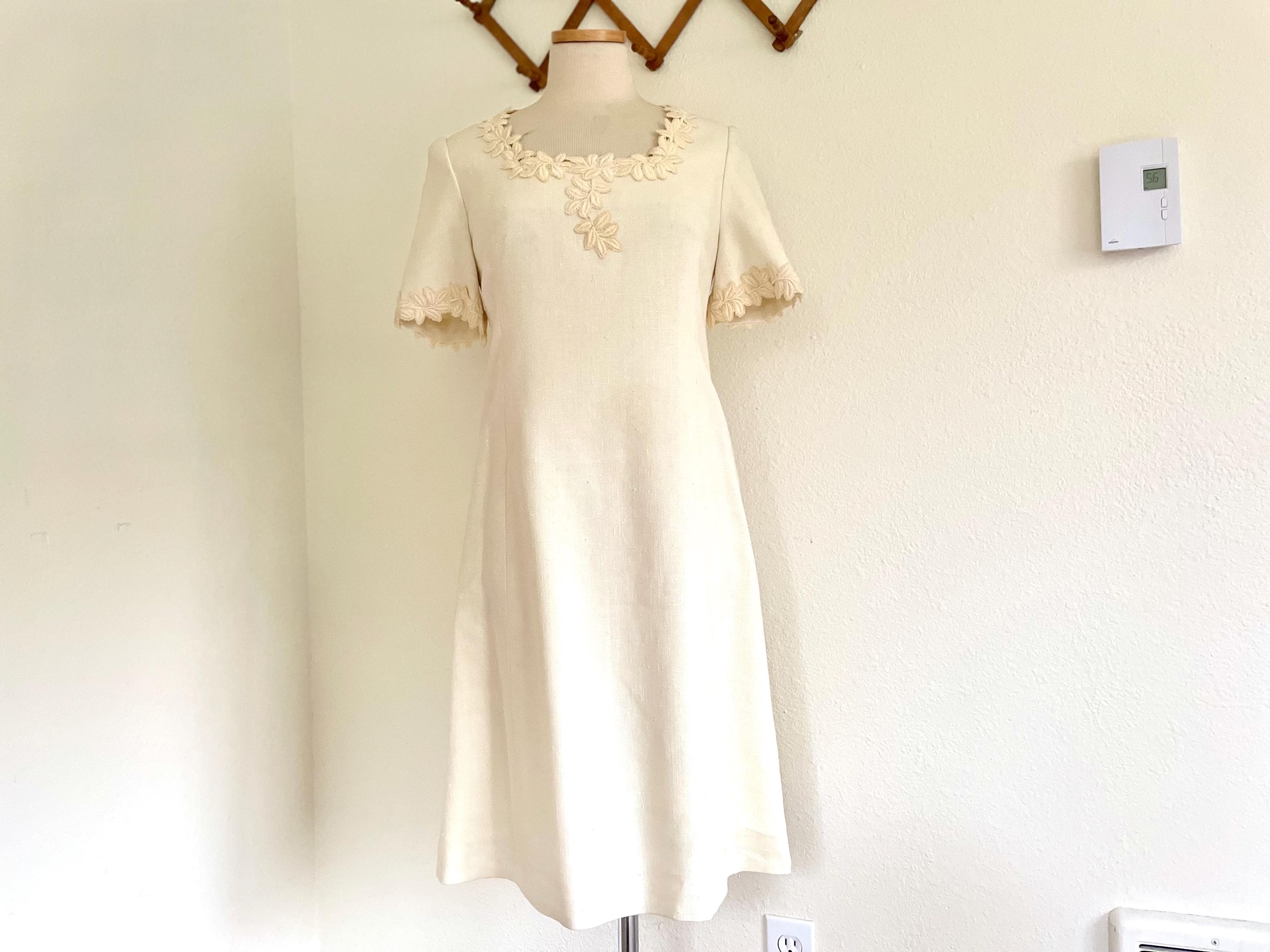 Cream Colored Linen Shift Dress - Etsy