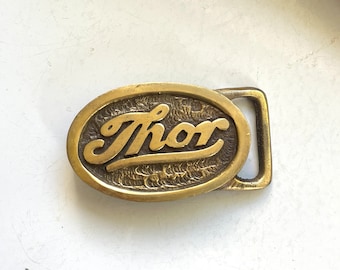 Vintage Thor Motorcycles Brass Belt Buckle Thor Name God of Thunder