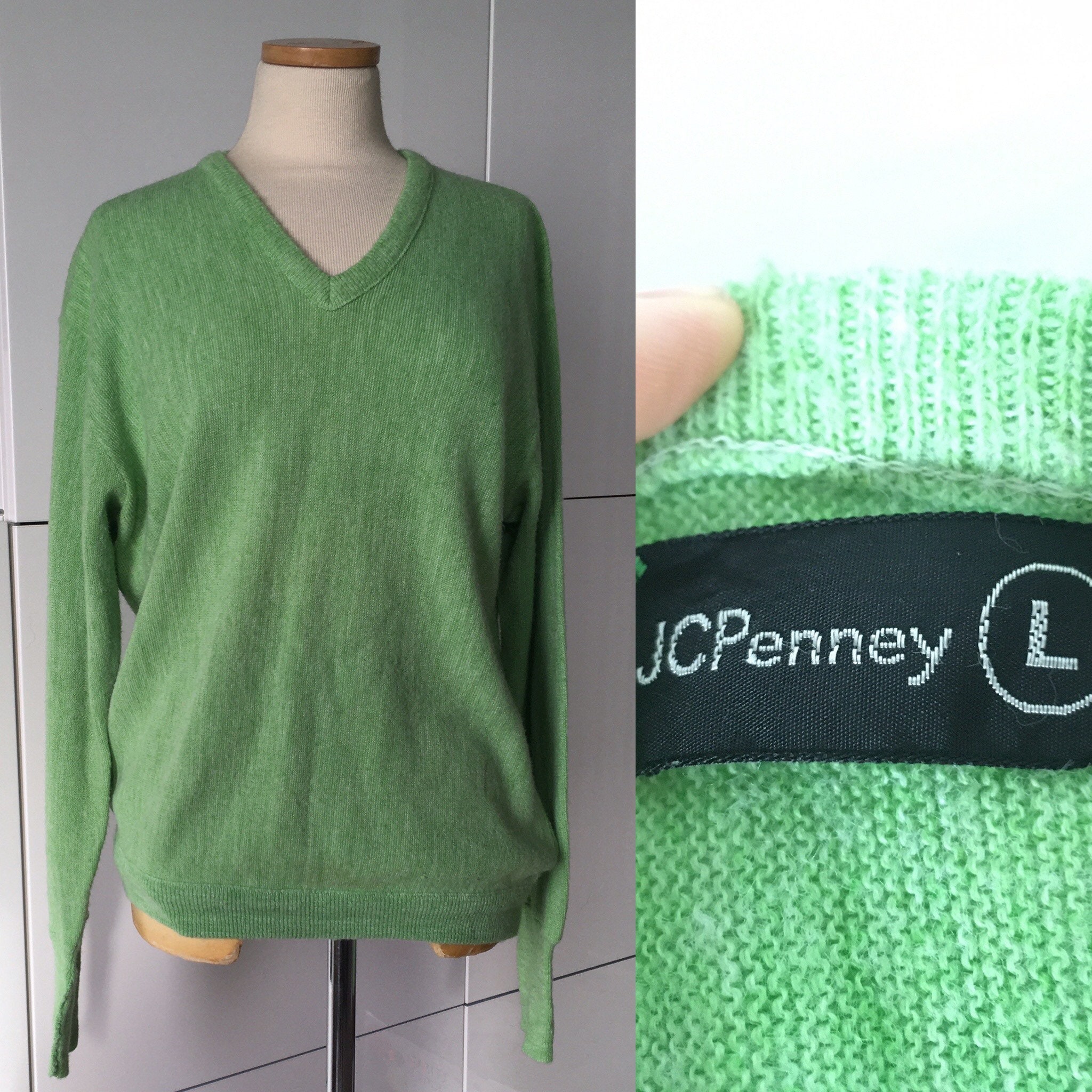 1980 vintage JC PENNEY Lime Green Pullover Sweater / Jumper / Etsy France