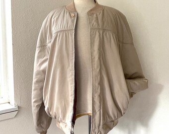 Vintage Quilted Original Windbreaker Brand Beige Windbreaker Jacket Bomber Flight Jacket Vintage Menswear Size XL