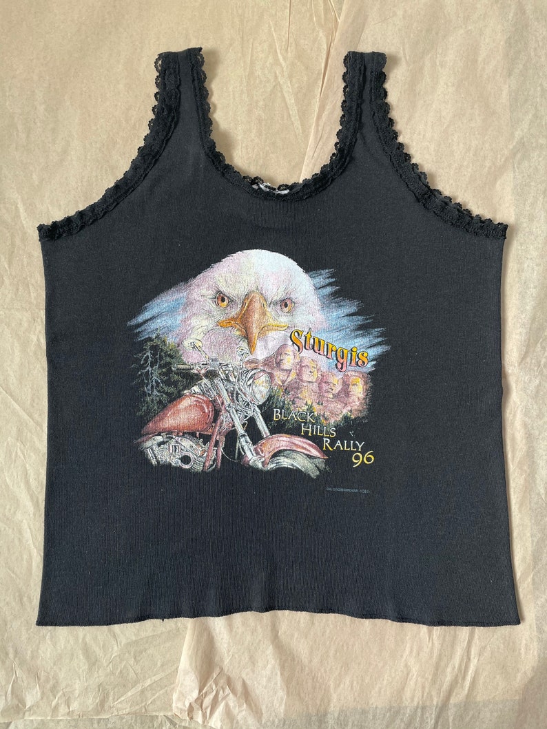 1996 Vintage STURGIS Black Hills Rally Tank Top Lady Tank Harley Davidson Biker Tee image 7