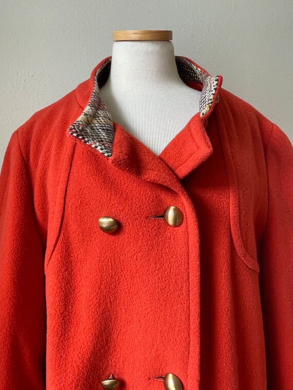 1960s Vintage Wool Coat  Burnt Orange with Brown … - image 6