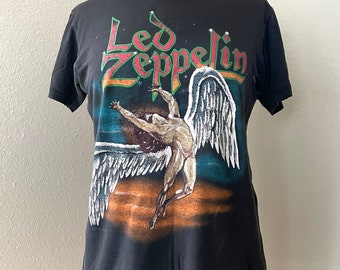1990 Vintage LED ZEPPELIN Swan Song Tshirt / Vintage Band Shirt / Single Stitch / Soft and Thrashed / M