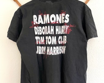 1990 vintage ontsnapping uit New York Ramones Deborah Harry Tom Tom Club Jerry Harrison officiële Tour shirt enkele steek XL