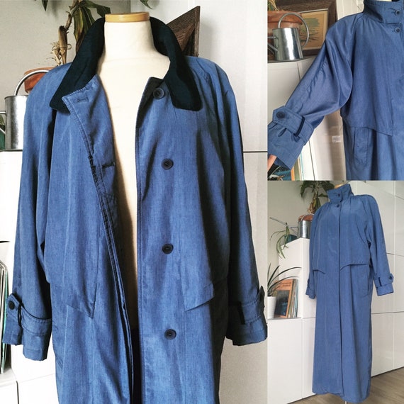 1980s Vintage UTEX Blue Trench Coat / Raincoat / … - image 7