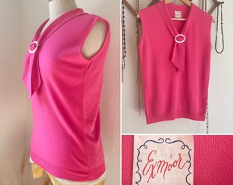 1950s Vintage EXMOOR Barbie Pink Sleeveless Sailor Collar Top with Lucite Buckle