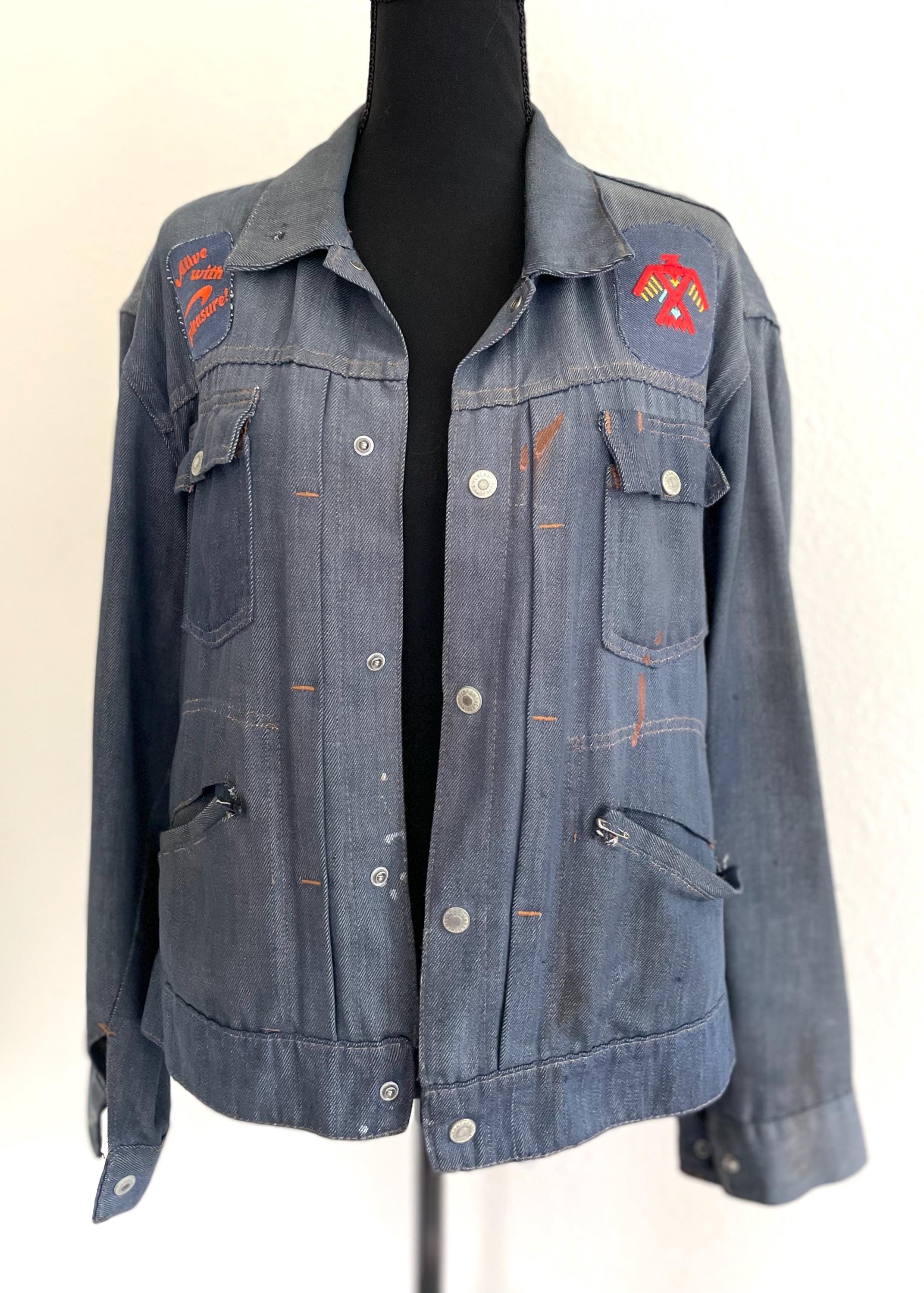 Vintage 60s 70s Ranchcraft Denim Jacket One of a Kind With Patches 