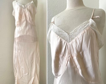 1940s Vintage Liquid Satin CHARMODE Slip Dress