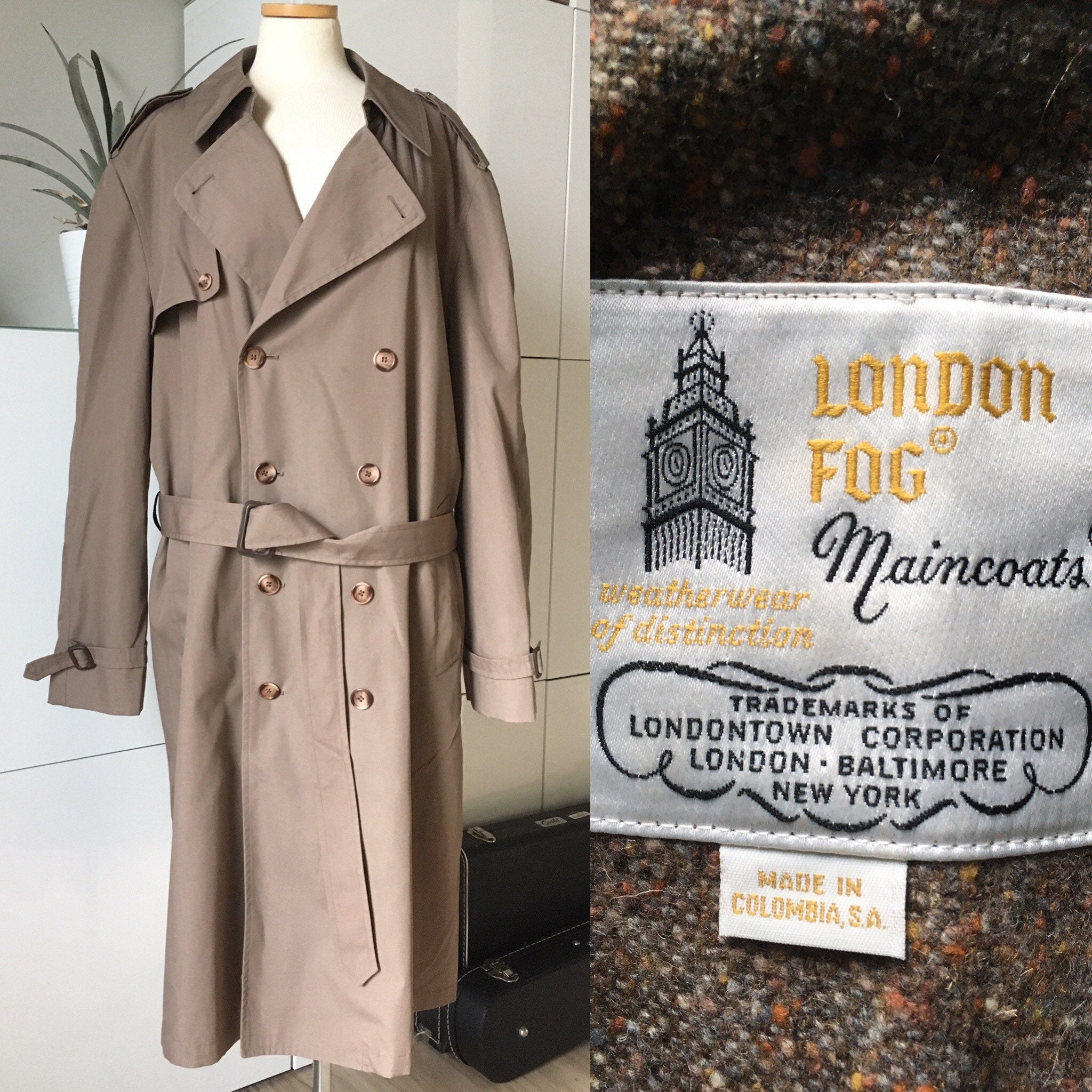 Vintage LONDON FOG Trench Coat / 48 Long / Removable Tweed - Etsy