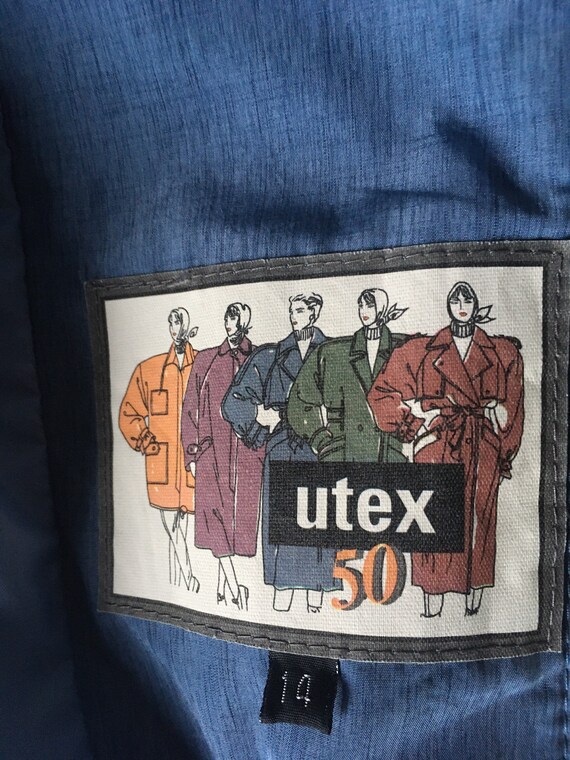 1980s Vintage UTEX Blue Trench Coat / Raincoat / … - image 8