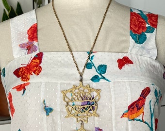 Pendentif Ancien Articulé Avec Sa Chaîne - Bijou Vintage - Occasion